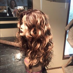 Romantic curly fiber wig unused soft rooted brown